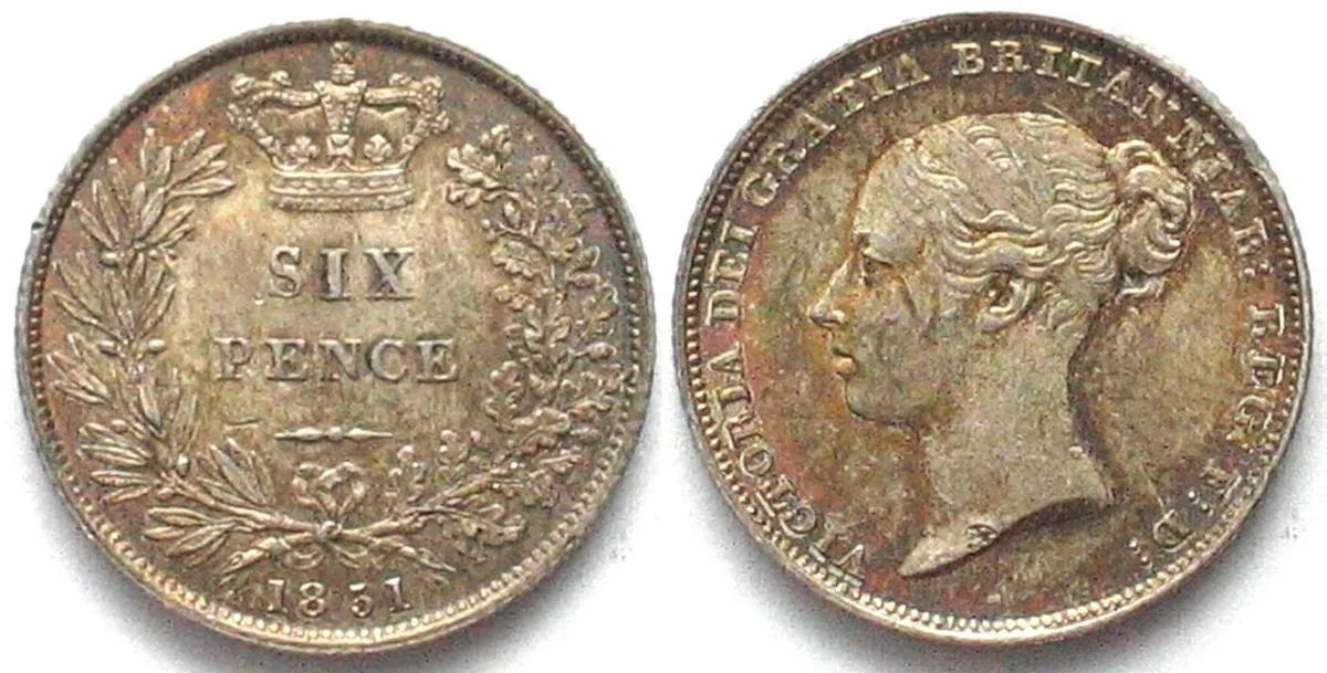 1851 GREAT BRITAIN Sixpence 1851 VICTORIA silver UNC-!