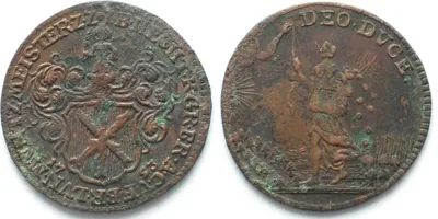 1753 ZELLERFELD Mintmaster token 1753 JOHANN BENJAMIN HECHT copper VF+