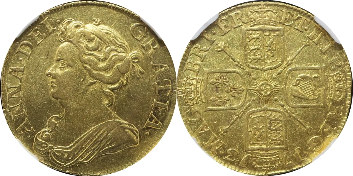 Guinea 1713 Queen of Anne AU 53
