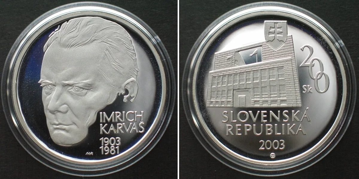 2003 SLOVAKIA 200 Korun 2003 IMRICH KARVAS silver Proof