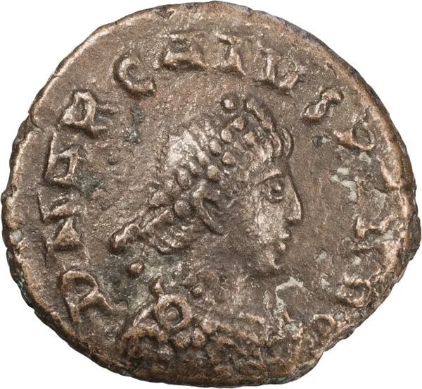 Arcadius with obverse legend error. AE 4