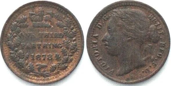 1878 GREAT BRITAIN Third Farthing 1878 VICTORIA for MALTA bronze XF EF