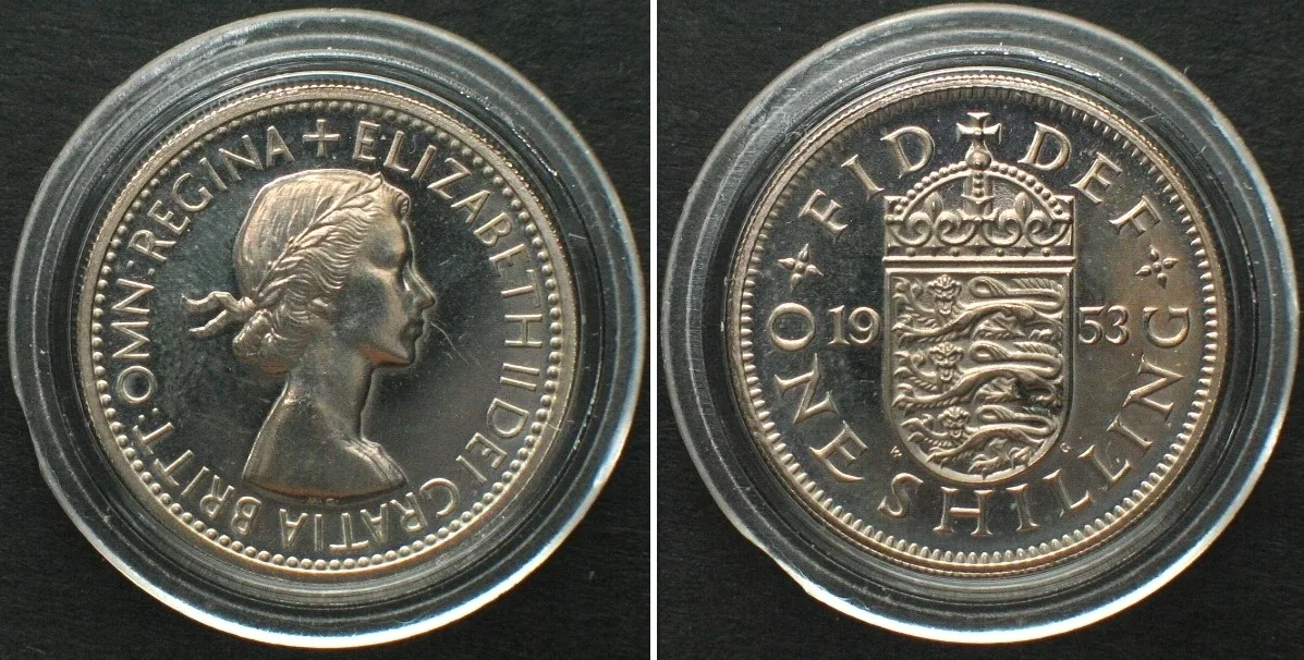 1953 GREAT BRITAIN Shilling 1953 Engl. ELIZABETH II Proof from Coronation Set Proof