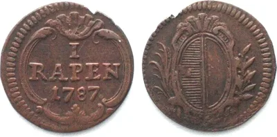 1787 Swiss Cantons LUZERN Rappen 1787 copper VF-XF VF-EF