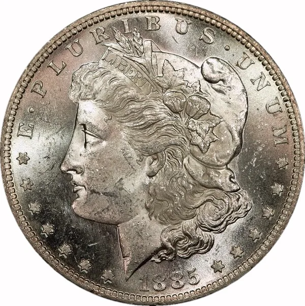 Morgan Dollar, 1885-S, $1, MS62 , PCGS