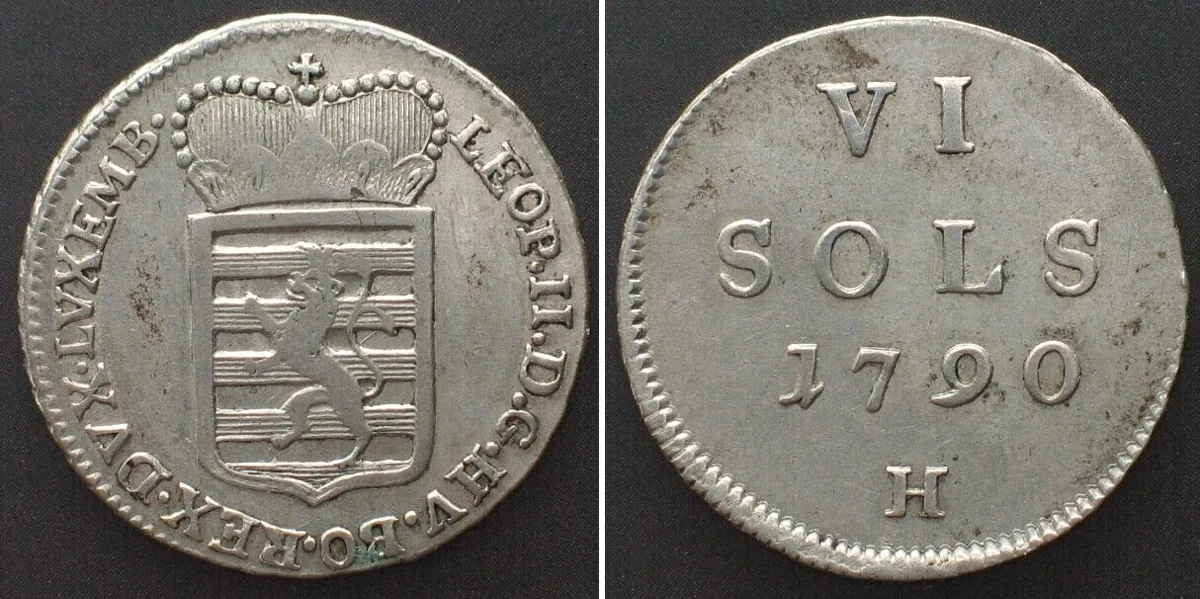 1790 LUXEMBOURG. 6 Sols 1790 H, LEOPOLD II, silver, XF! EF