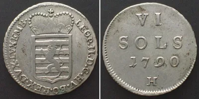 1790 LUXEMBOURG. 6 Sols 1790 H, LEOPOLD II, silver, XF! EF