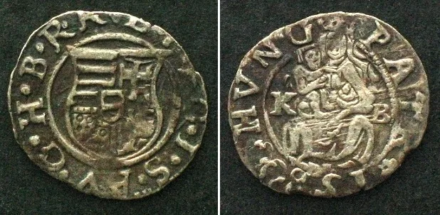 1580 HUNGARY Denar 1580 KB Kremnitz RUDOLF II Madonna silver XF EF