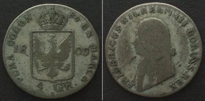1805 German States PRUSSIA 4 Groschen 1805 A, Berlin mint FRIEDRICH WILHELM III F-VF