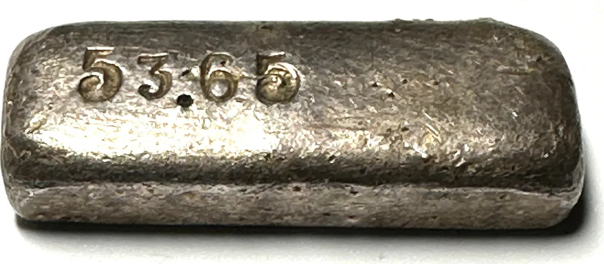 1900 BURMA. Silver Ingot 53.65g, about 1900, VERY RARE!!! EF