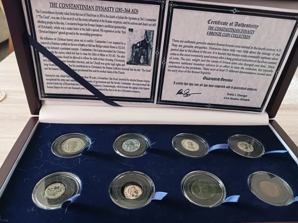 Constantine Dynasty: Box of 8 Roman Bronze Coins (Eight-Coin Box) low price