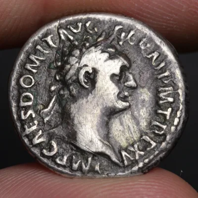 Domitian Denarius 95AD Ancient Roman Empire Silver Coin - Minerva