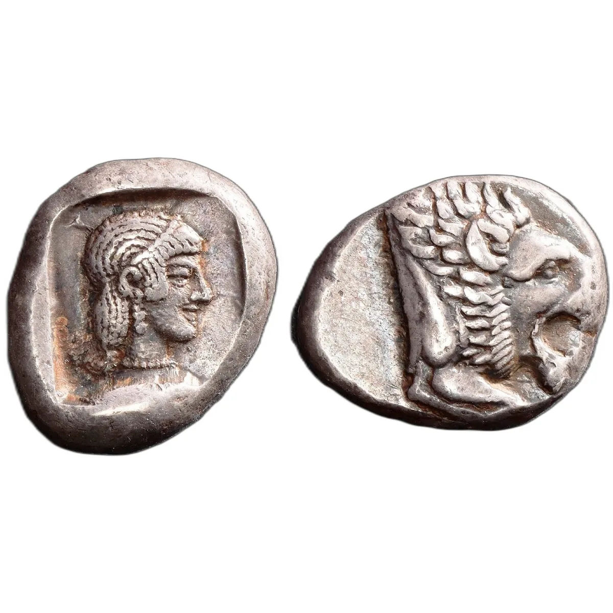 465-449 BC Knidos, Caria AR Drachm, Archaic (6.38g) Cabinet Tone in EF for the type Rare