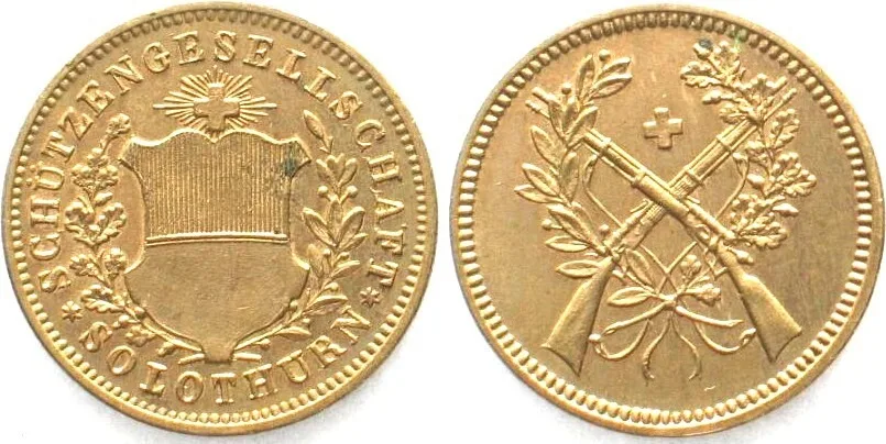 1801-1900 Swiss SOLOTHURN Shooting Jeton ND(19th cent.) brass UNC!
