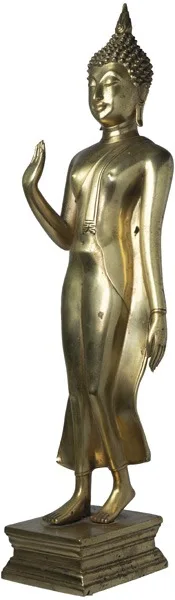 Thai Rare Sukhothai Bronze Walking Buddha