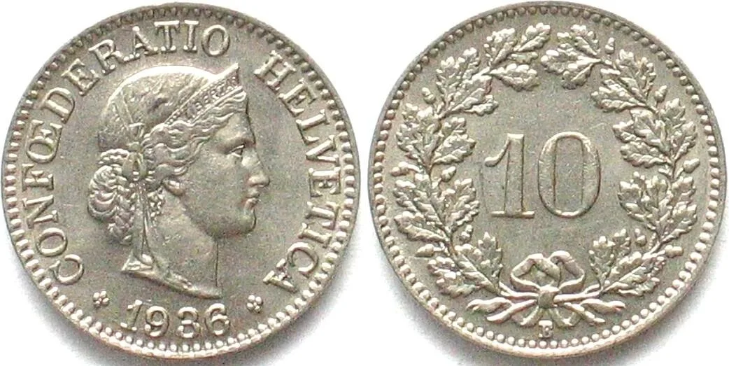 1936 SWITZERLAND 10 Rappen 1936 nickel UNC!!!