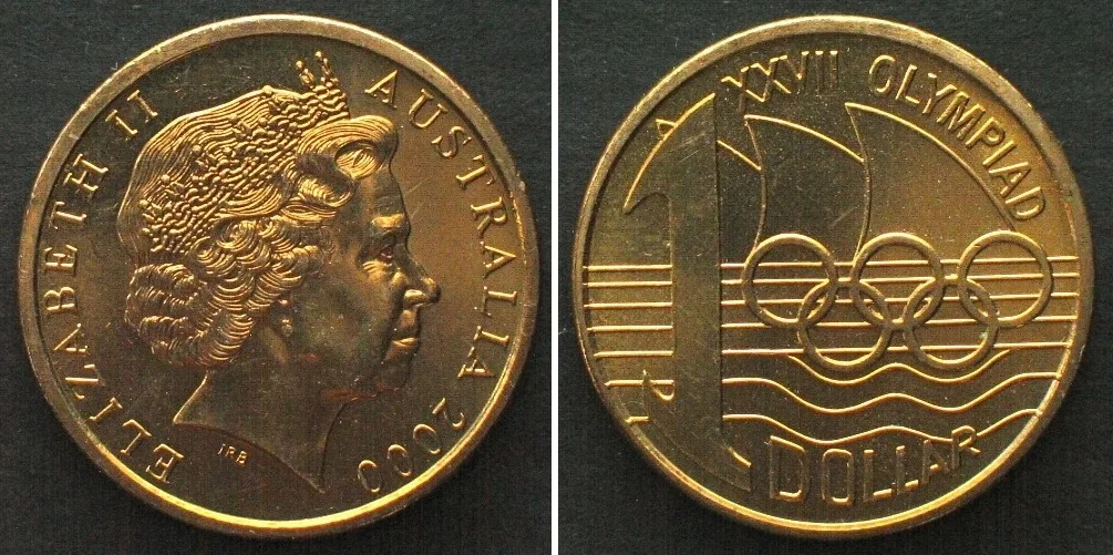 2000 AUSTRALIA 1 Dollar 2000 OLYMPHILEX EXHIBITION edge: SYDNEY, Al-Bro BU