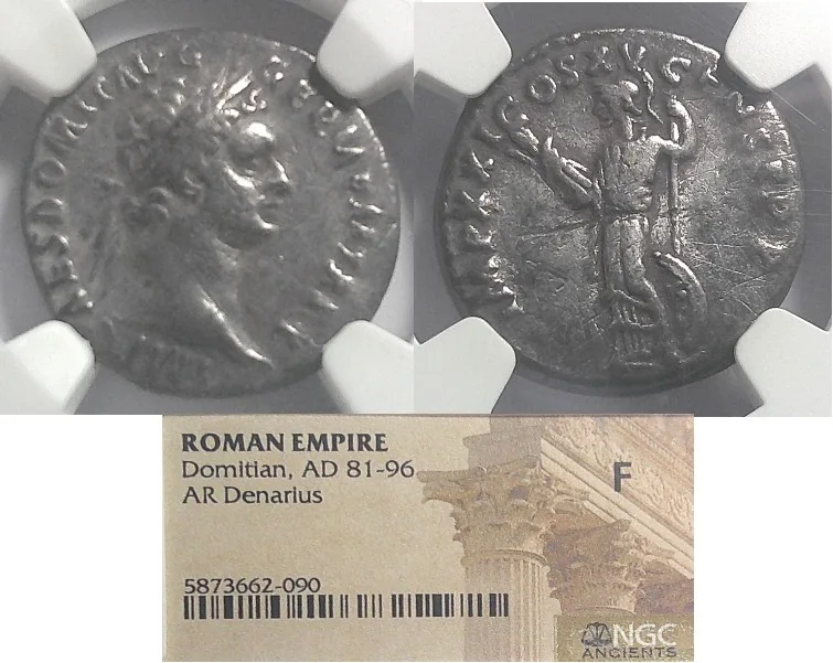 Domitian (81-96 AD) AR Denarius, Rome mint NGC F