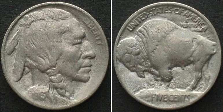 1913 US 1913 Type 1 Buffalo Nickel 5 Cents AU!