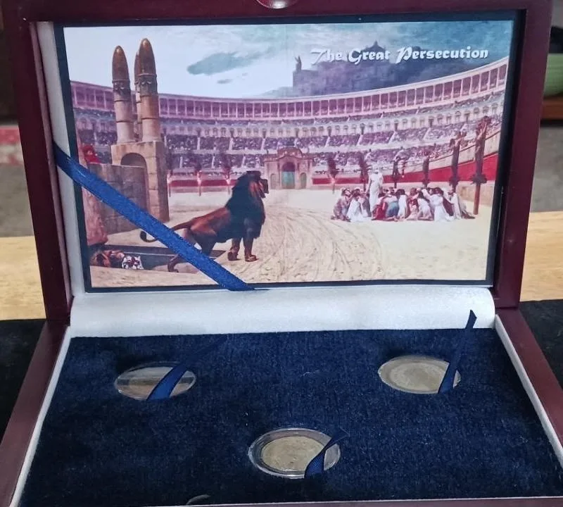 The Great Persecution: A Box of Three Coins. Diocletian, Galerius and Maximian