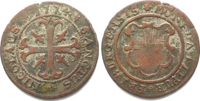 1774 Swiss Cantons FRIBOURG. 1/2 Batzen 1774 billon SCARCE DATE! VF