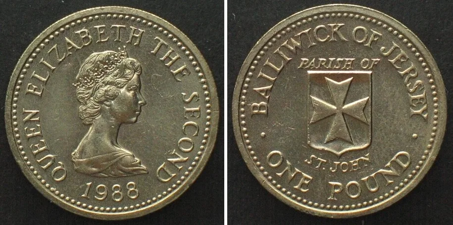 1988 JERSEY 1 Pound 1988 Parish of St. John ELIZABETH II nickel-brass UNC