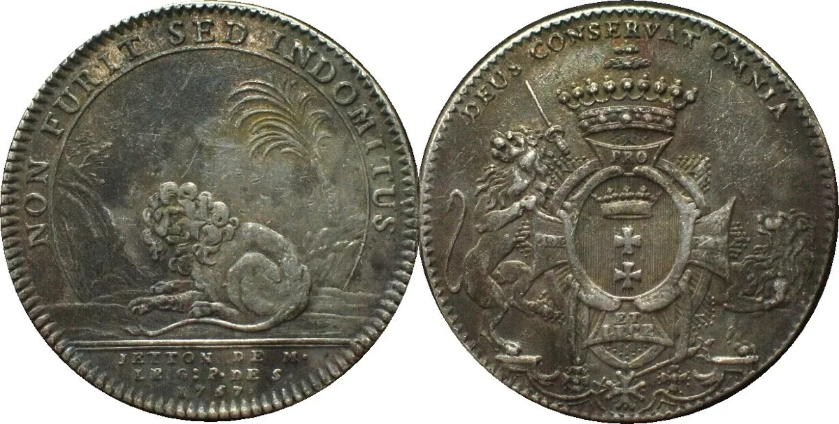1757 RUSSIA. Silver jeton 1757 on Pyotr Sheremetev, Kuskovo, 32mm, RRR!!! EF-