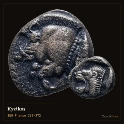 Kyzikos, Mysia — Silver Obol, Boar & Lion, c. 525-475 BC