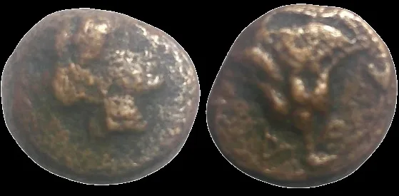 Islands off Caria, Rhodes. 350-300 BC, AE 10.2mm 1.60gm Chalkous. Rhodos / Rose