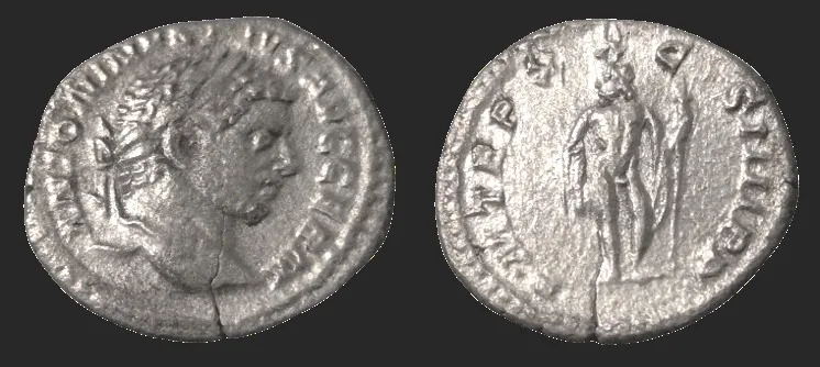 Caracalla, 198-217 AD (Struck 217AD). AR 17.9mm 2.72gm Denarius aXF