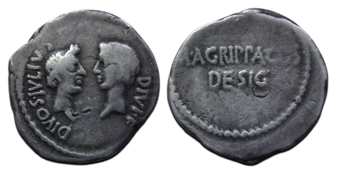 Augustus - with Divus Julius Caesar and Agrippa, very rare