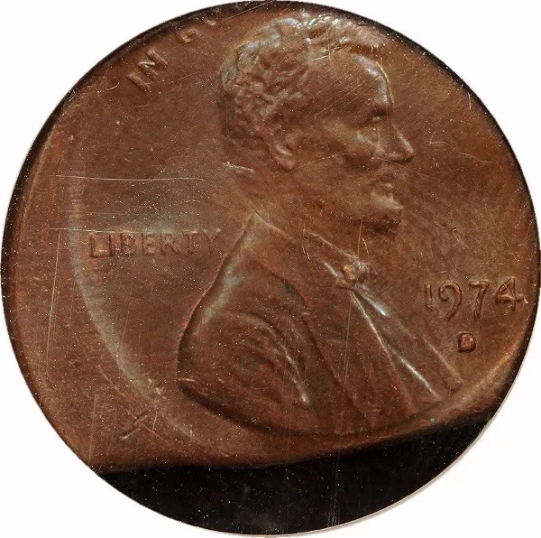 Lincoln Cent, 1980-D, Off Center on Straight Clip Planchet, 1¢, MS63 BN, NGC
