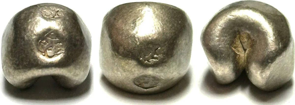 1809-1824 THAILAND 1 Baht, RAMA II (1809-1824), Krut, Pot Duang Bullet Coin, silver, VF+