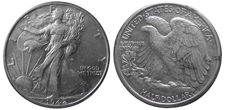 UNITED STATES, 1942. Waling Liberty Half Dollar. AU 55. Lightly toned.
