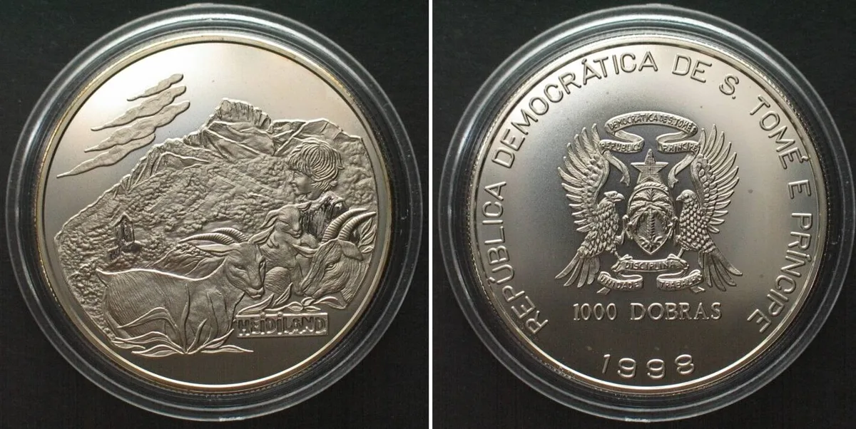1998 ST. THOMAS and PRINCE ISLAND 1000 Dobras 1998 HEIDILAND, Cu-Ni BU