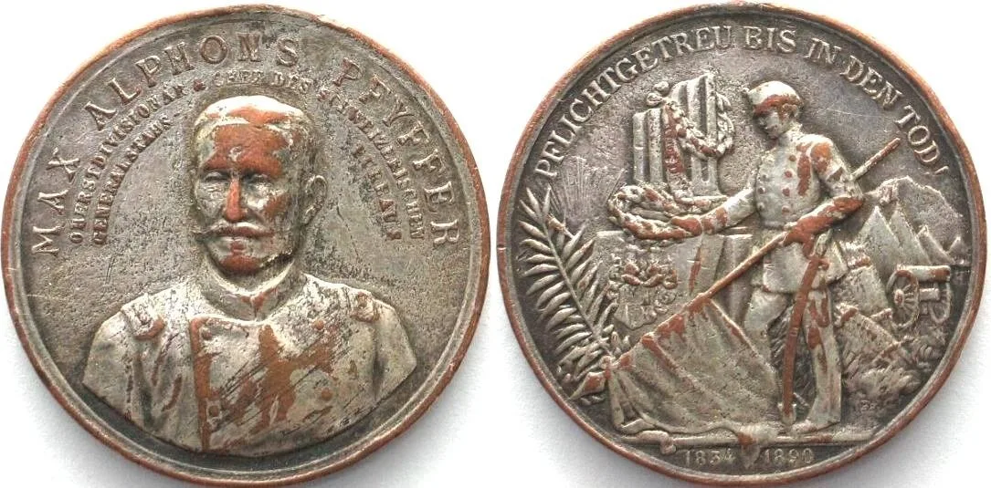1890 MAX ALPHONS PFYFFER 1890 Medal silvered bronze 35mm VF+