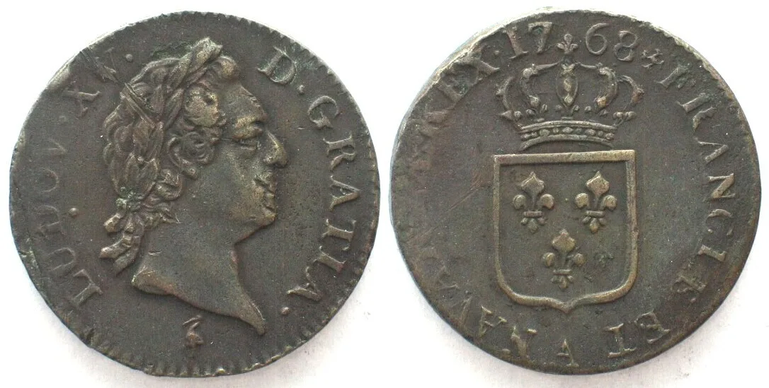 1768 FRANCE Sol 1768 A Paris LOUIS XV copper XF! EF