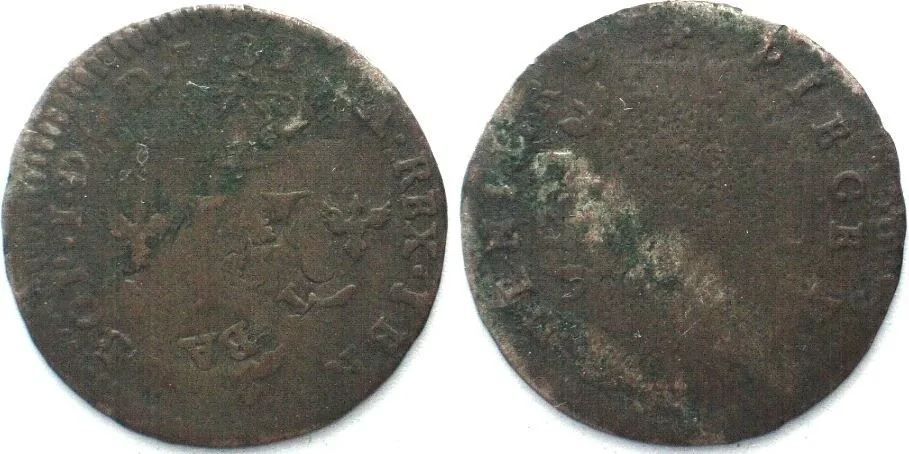 1710 LORRAINE 30 Deniers ND (1710) LEOPOLD I billon STRONG DOUBLE DIE ERROR VF-