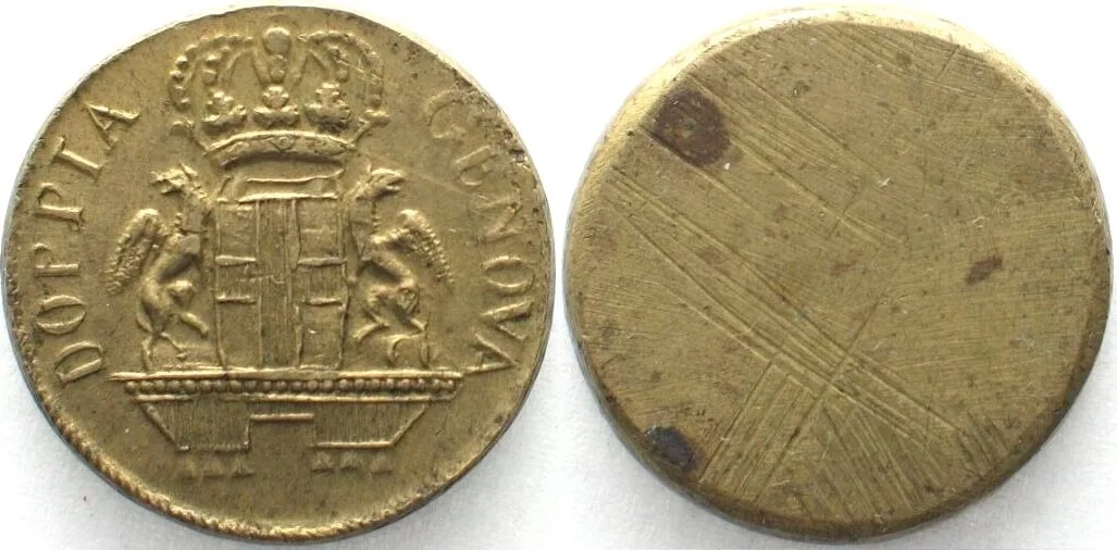 1792-1793 Italy GENOVA Coin Weight 48 Lire 1792-93 brass 12.6g AU