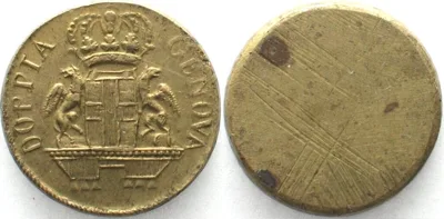 1792-1793 Italy GENOVA Coin Weight 48 Lire 1792-93 brass 12.6g AU