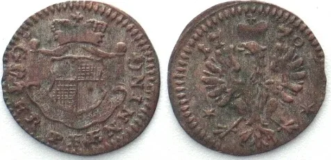 1770 BRANDENBURG-BAYREUTH Pfennig 1770 CHRISTIAN FRIEDRICH KARL ALEXANDER billon VF EF