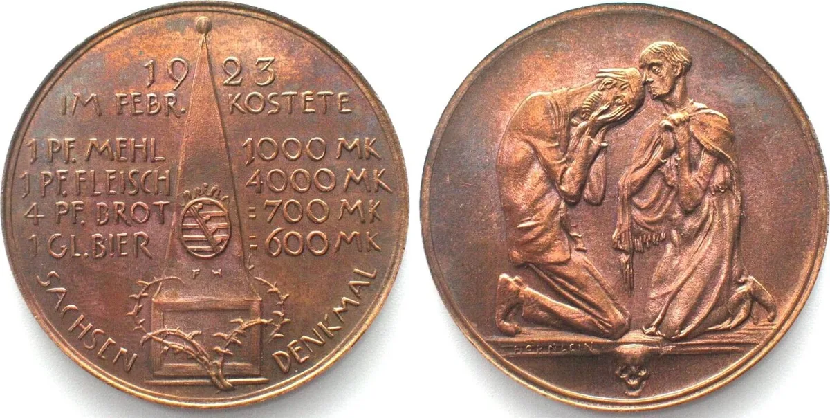 1923 SACHSENDENKMAL Inflation medal 1923, bronze, 38mm UNC