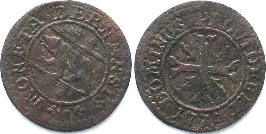 1771 Swiss Cantons BERN. Vierer (1/2 Kreuzer) 1771 billon aXF! EF-