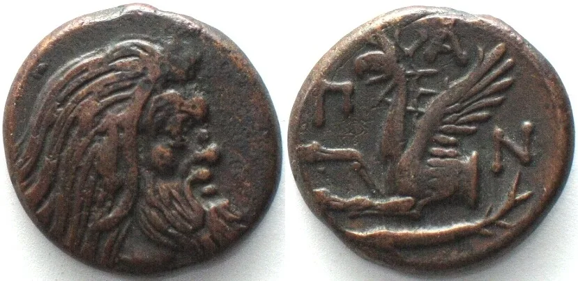 310-303 CIMMERIAN BOSPOROS. Pantikapaion, AE 21mm 310-303 BC, Pan / griffin sturgeon XF! EF