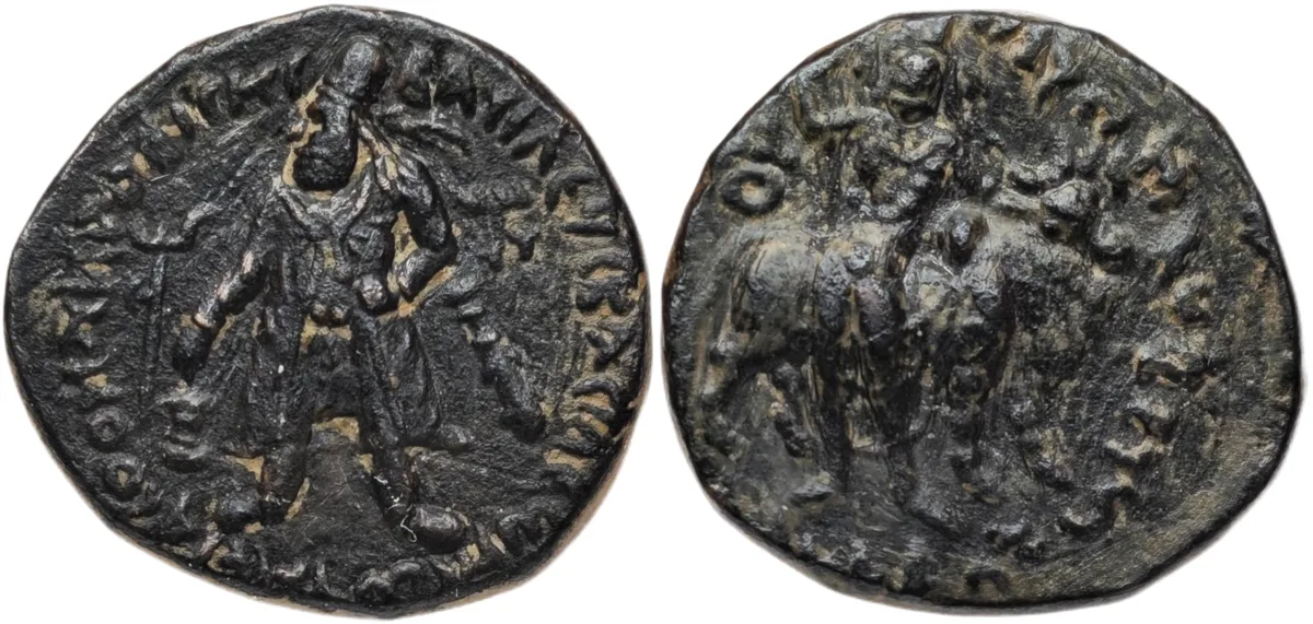 Kushan Empire – Vima Kadphises (100–128AD). AE tetradrachm (17.22g)
