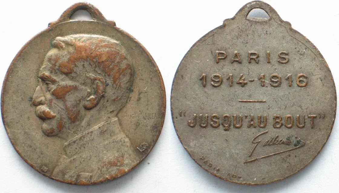 1916 GENERAL JOSEPH GALLIENI Medal 1916 by Maillard, silvered brass 28mm VF+
