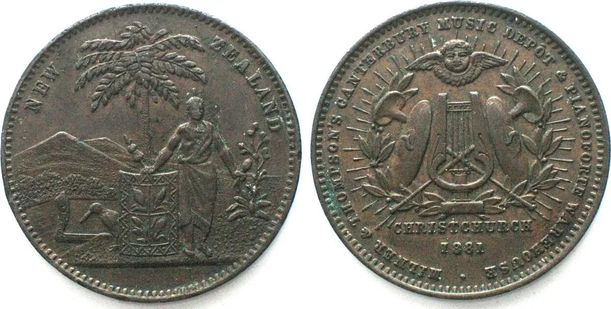 1881 NEW ZEALAND 1 Penny 1881 Christchurch MILNER & THOMPSON small series, copper, XF EF