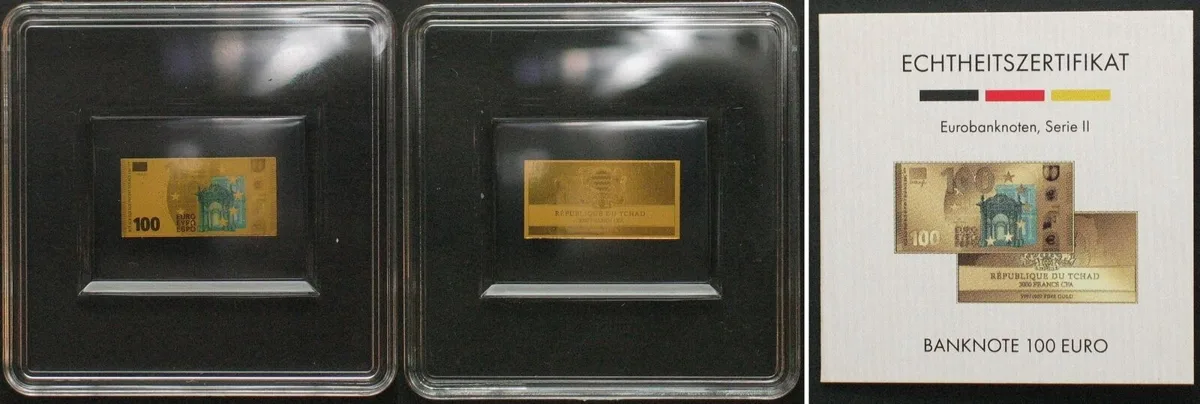 2024 CHAD 3000 Francs 2024, 100 Euro EUROBANKNOTEN, SERIE II, Gold 1/1000 oz BU