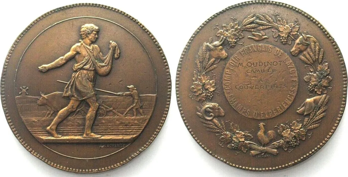 1900 LE COMPTOIR FRANÇAIS DE L'AZOTE, CHAMPS D'EXPERIENCES, ca.1900, Bronze 56mm AU