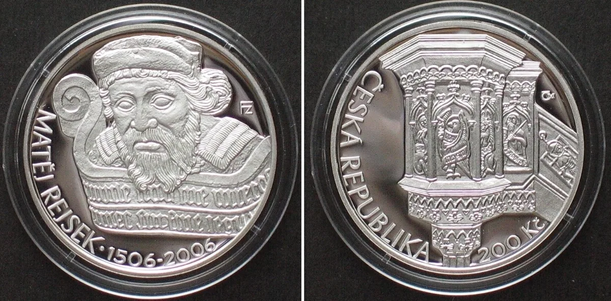 200 Kronen 2006 CZECH REPUBLIC. 200 Korun 2006, Matej Rejsek, silver Proof